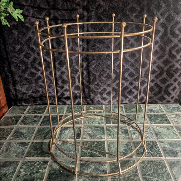 Vintage Mid Century MCM Atomic Style Gold & Black Metal Waste Basket Trash Can - Picture 4 of 8